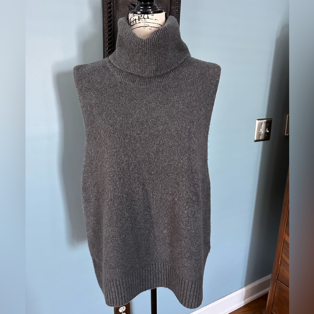 Mos Mosh Gray Wool Blend Turtleneck Sweater Vest